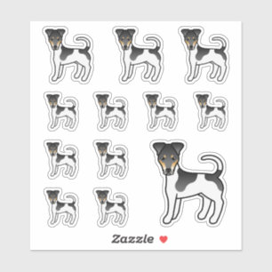 Tricolor Smooth Fox Terrier Niedliche Cartoon Hund Aufkleber