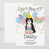 Tricolor Tibeter Terrier Dog Birthday Party Einladung (Vorne/Hinten)