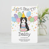 Tricolor Tibeter Terrier Dog Birthday Party Einladung (Stehend Vorderseite)