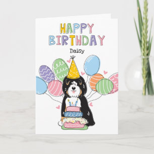 Tricolor Tibeter Terrier Dog Birthday Party Karte