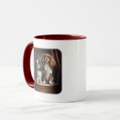 Tricolor und Blenheim Cavalier King Charles Tasse (Vorderseite Links)