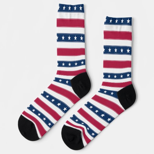 Tricolor-US Flagge Socken (Linkes Detail)