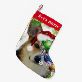 Tricolor WeihnachtsCorgi Kleiner Weihnachtsstrumpf (Vorderansicht (hängend))