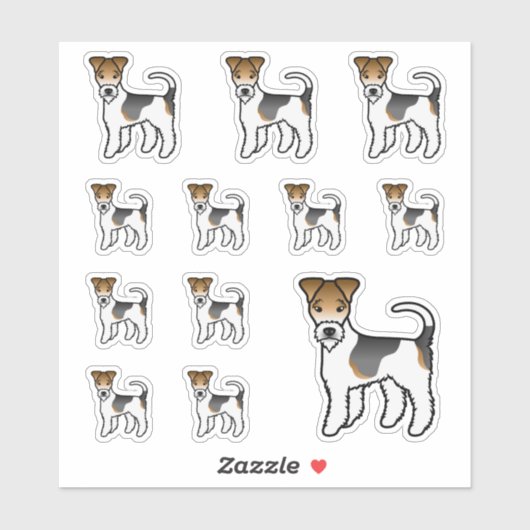 Tricolor Wire Fox Terrier Niedliche Cartoon Hunde Aufkleber (Blatt)
