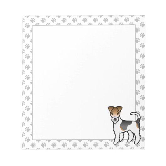 Tricolor Wire Fox Terrier Niedlicher Cartoon Dog Notizblock (Vorderseite)