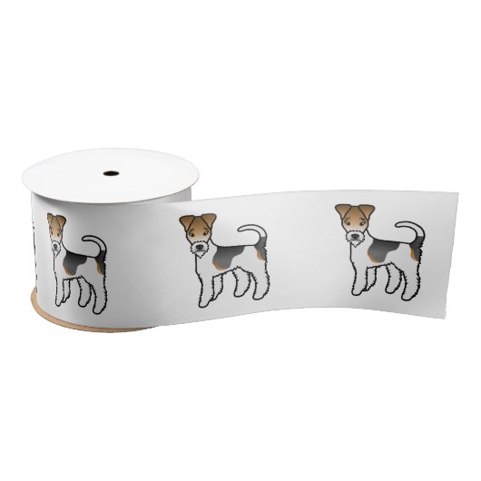 Tricolor Wire Fox Terrier Niedlicher Cartoon Dog Satinband (Spule)