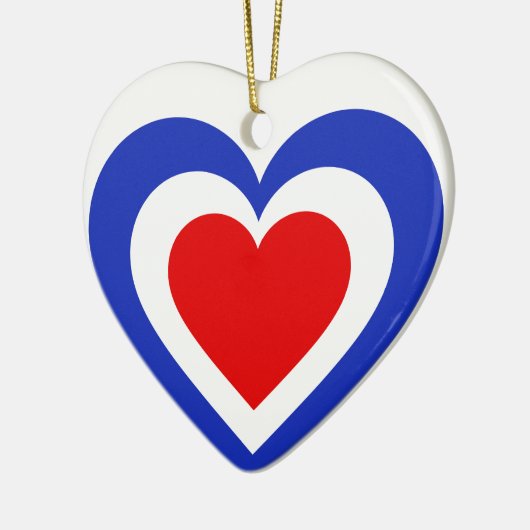 Tricolore Französisch-Französisches Flaggenherz Keramik Ornament (Links)