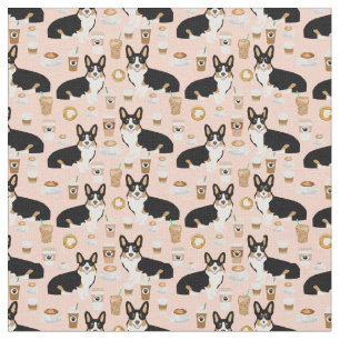 Tricolored Corgi-Kaffegewebe - erröten Sie Stoff