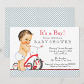 Tricycle Baby Dusche Einladung (Vorne/Hinten)