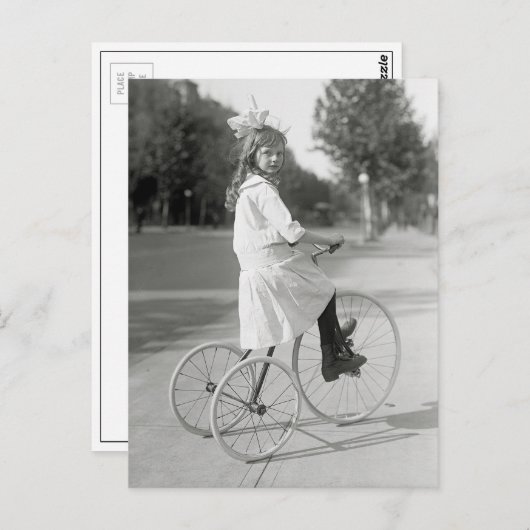 Tricycle für Mädchen, 1917 Postkarte (Vorne/Hinten)