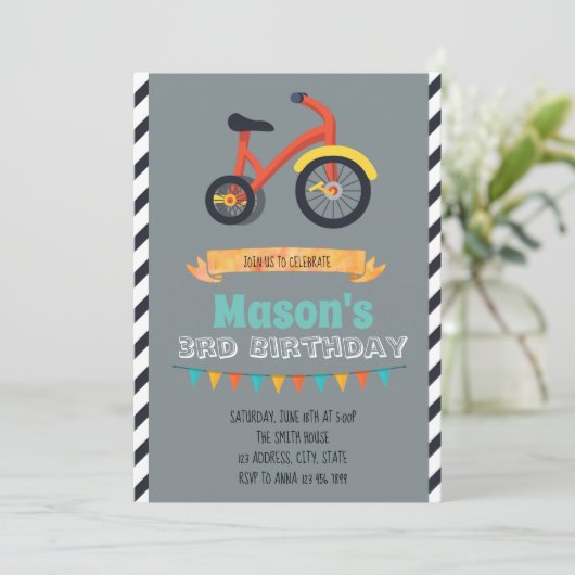 Tricycle-Party Einladung (Stehend Vorderseite)
