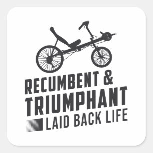 Tricycle Recumbent & Triumphe Vintag Retro Quadratischer Aufkleber