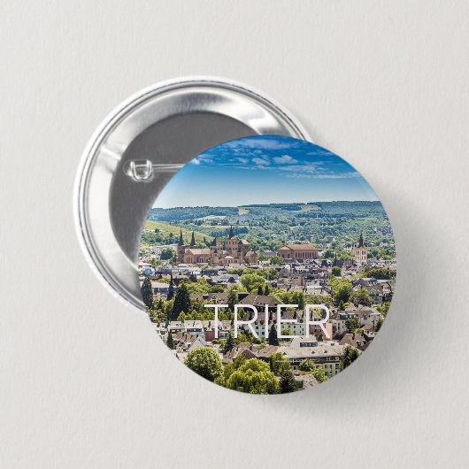 Trier Cityscape Panorama Moselle Deutschland Souve Button (Vorne & Hinten)