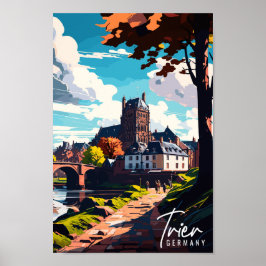 Trier Germany Vintage Reise Illustration Poster