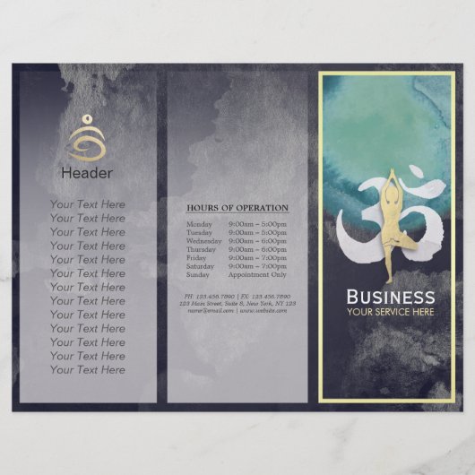 Trifale Yoga Studio Broschüren Meditation Pose Om (Vorderseite)