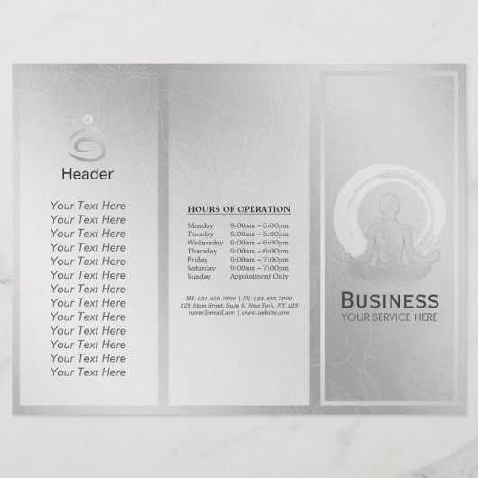 Trifale Yoga Studio Broschüren Meditation Pose ZEN (Vorderseite)