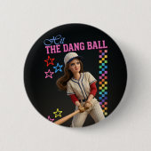 Triff Den Verfluchten Ball Lustige Baseball-Mutter Button (Vorderseite)