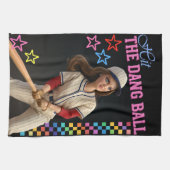 Triff Den Verfluchten Ball Lustige Baseball-Mutter Geschirrtuch (Horizontal)