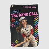 Triff Den Verfluchten Ball Lustige Baseball-Mutter Golfhandtuch (Vorderseite)