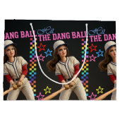 Triff Den Verfluchten Ball Lustige Baseball-Mutter Große Geschenktüte (Rückseite)