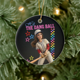 Triff Den Verfluchten Ball Lustige Baseball-Mutter Keramik Ornament
