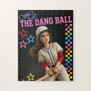 Triff Den Verfluchten Ball Lustige Baseball-Mutter Puzzle