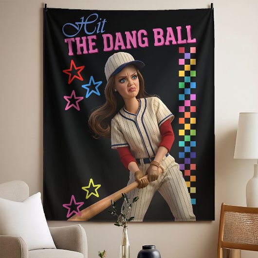 Triff Den Verfluchten Ball Lustige Baseball-Mutter Wandteppich