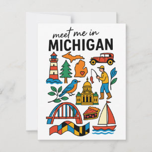 Triff mich in Michigan Leuchtturm Kirschkuchen Aut Postkarte