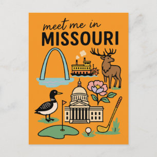 Triff mich in Missouri St. Louis Kansas City Retro Postkarte