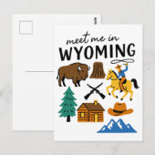 Triff mich in Wyoming Cowboy Bison Devils Tower Postkarte (Vorne/Hinten)