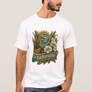 Triff mich Seeufer Kanupaddel und Blumen T-Shirt