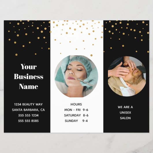 Trifold Salon Wellness-Center Berufliche Preislist Flyer (Hinten)