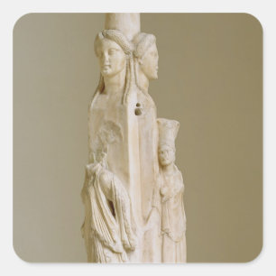 Triform Herm von Hecate, Marmorskulptur, Quadratischer Aufkleber