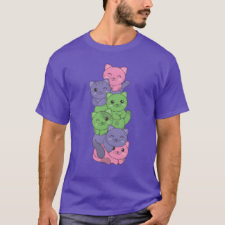 Trigender Flag Cat Pride Lgbtq Niedlicher Cat Jung T-Shirt