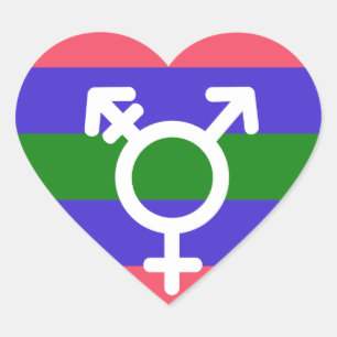 TRIGENDER FLAGGE UND SYMBOL Herz-Aufkleber