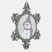 Trigender Pride Flag Snowman Snowperson Schneeflocken Zinn-Ornament (Links)