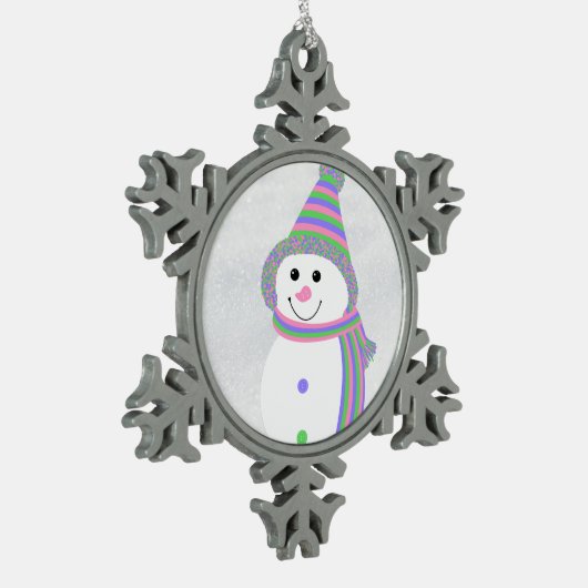 Trigender Pride Flag Snowman Snowperson Schneeflocken Zinn-Ornament (Links)