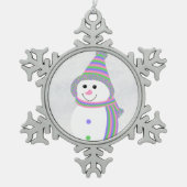 Trigender Pride Flag Snowman Snowperson Schneeflocken Zinn-Ornament (Vorderseite)