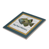 Triggerfisch in Aquamarinem Gold und Orange mit Na Fliese (Seite)