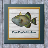 Triggerfisch in Aquamarinem Gold und Orange mit Na Fliese