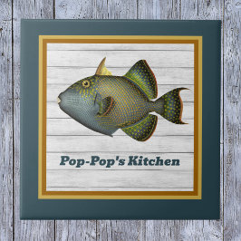 Triggerfisch in Aquamarinem Gold und Orange mit Na Fliese