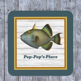 Triggerfisch in Aquamarinem Gold und Orange mit Na Getränkeuntersetzer