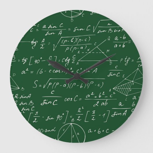 Trigonometrie formuliert geometrisches Muster Große Wanduhr (Vorderseite)