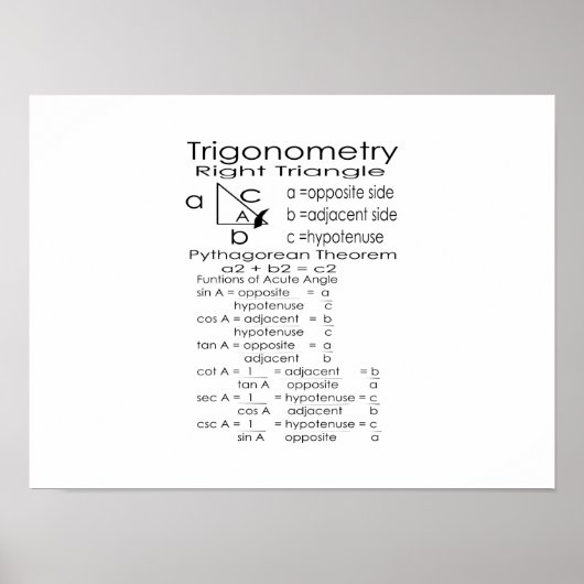 Trigonometrie-Poster Poster (Vorne)