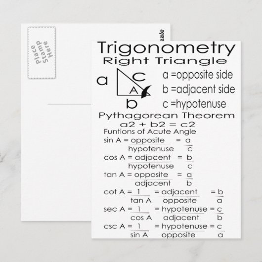 Trigonometrie Postkarte (Vorne/Hinten)