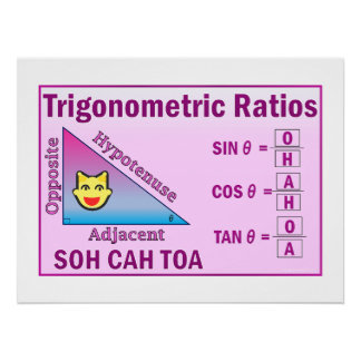 Trigonometrie SOH CAH TOA Klasse Pink Poster