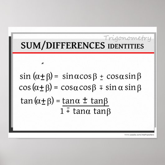 Trigonometrie: Summe/Differenzialkennziffern Poster (Vorne)
