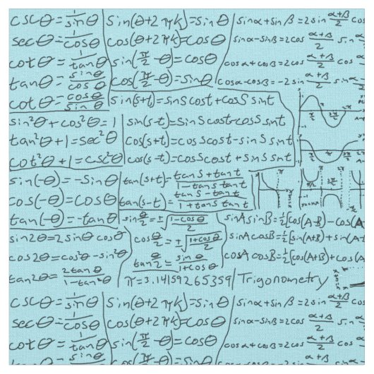 Trigonometry Cheat Sheet, blau Stoff (Nahaufnahme)