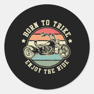 Triker Born Trike Enjoy The Ride Motor Trike Retro Runder Aufkleber
