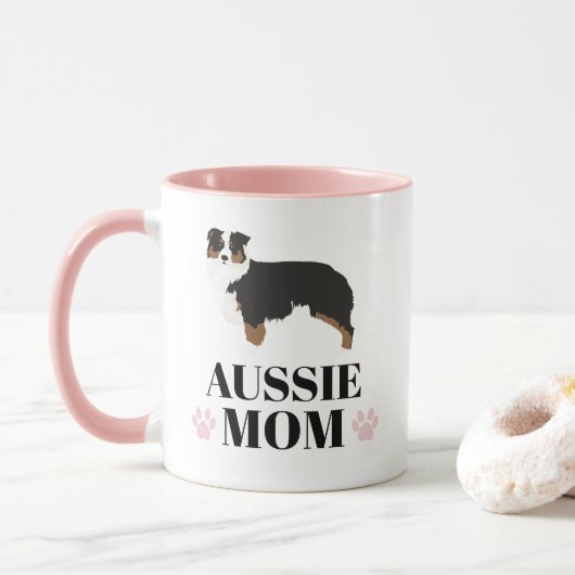 Trikolore Australian Shepherd dog Mom mit Foto Tasse (Mit Donut)
